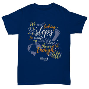 CropWalk Tshirt -We are taking steps to create a world where there's enough for all - Sport Navy Blue Tshirt