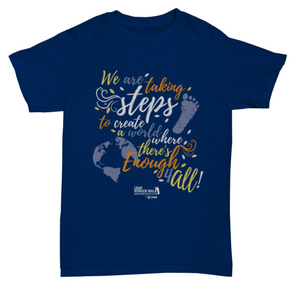 CropWalk Tshirt -We are taking steps to create a world where there's enough for all - Sport Navy Blue Tshirt